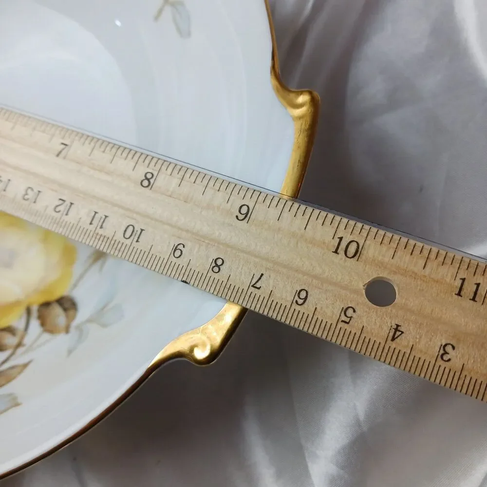 SANGO COTILLION YELLOW ROSE 24K GOLD TRIM 9'' SERVING BOWL 1950'S
